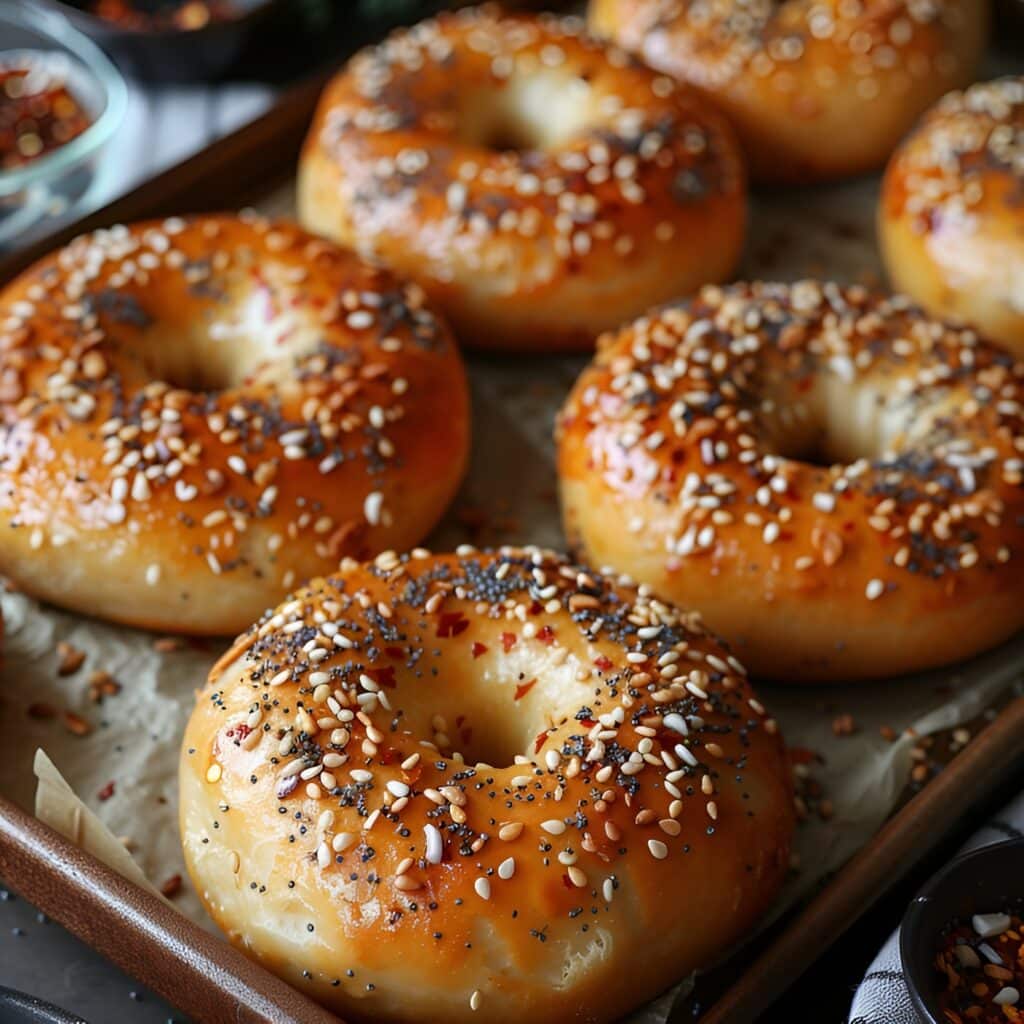 2-ingredient high-protein bagel recipe with sesame seeds