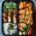 Bento box meal prep recipes with colorful fresh ingredients