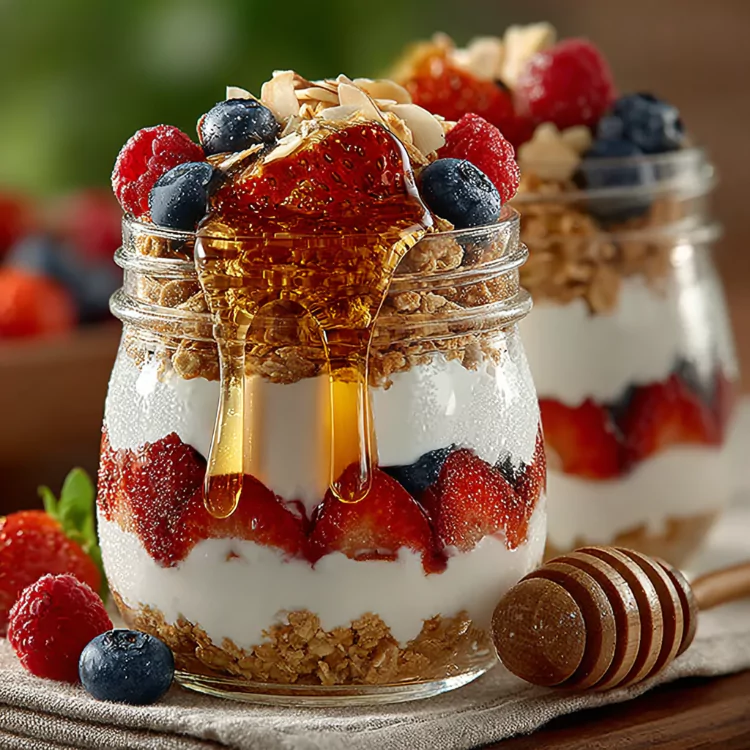 Greek yogurt parfaits with fruit and nuts meal prep
