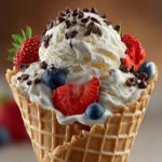 Scoop of cottage cheese yogurt ice cream