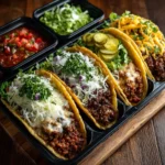 Smash Burger Tacos Meal Prep containers with juicy tacos